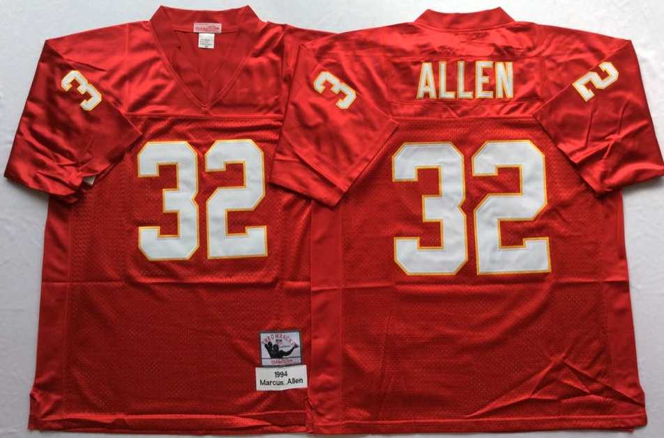 Chiefs 32 Marcus Allen Red M&N Throwback Jersey->nfl m&n throwback->NFL Jersey